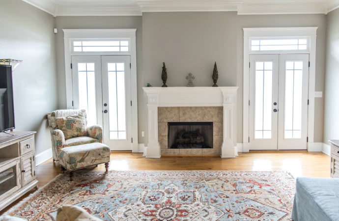 Stylish living room adorned with a decorative rug