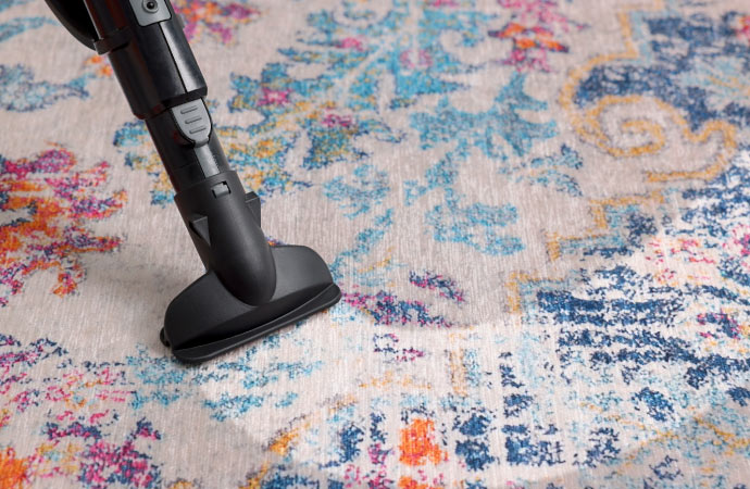 Professional rug cleaning using vacuum