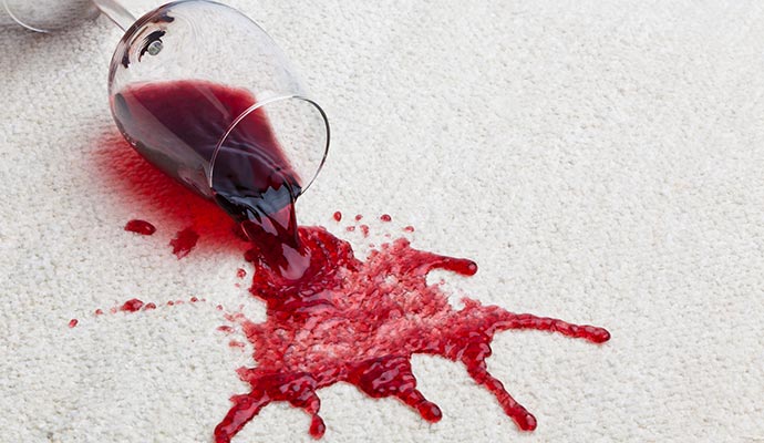 A drink spilled on a rug