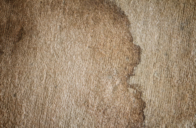 Various stains seen on the rug
